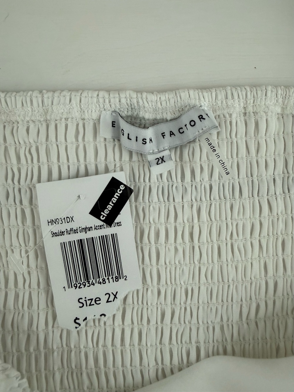 English Factory 2X NWT White Blue Gingham Accent Midi Dress Cottagecore - Picture 4 of 8